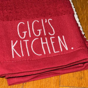 NWT Rae Dunn Home Set of 3 Cotton Kitchen Towels Red/White Gigi’s Kitchen/HTF!
